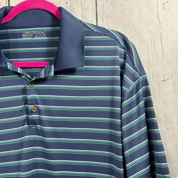 Nike Golf Mens Fit Dry Striped Short Sleeve Casual Summer Collared Polo Shirt - Picture 4 of 13